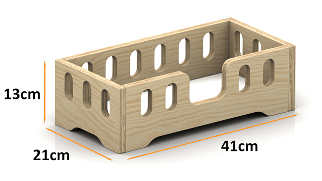 Maße des Holzpuppenbettes MINI TILA 2